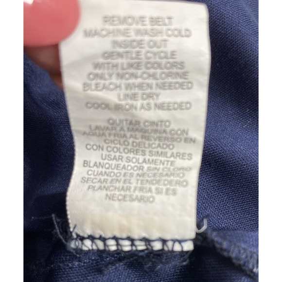 City Triangles Jumpsuit Junior 9 Romper Shorts Navy Blue Belted One Piece Summer - Picture 6 of 12